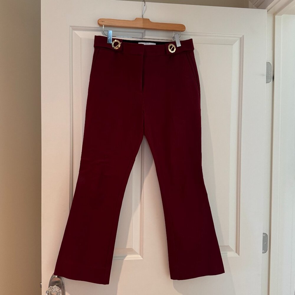 Size 6 Derek Lam Cropped Flare Pants, Grommet Detail, Burgundy, Excellent Cond